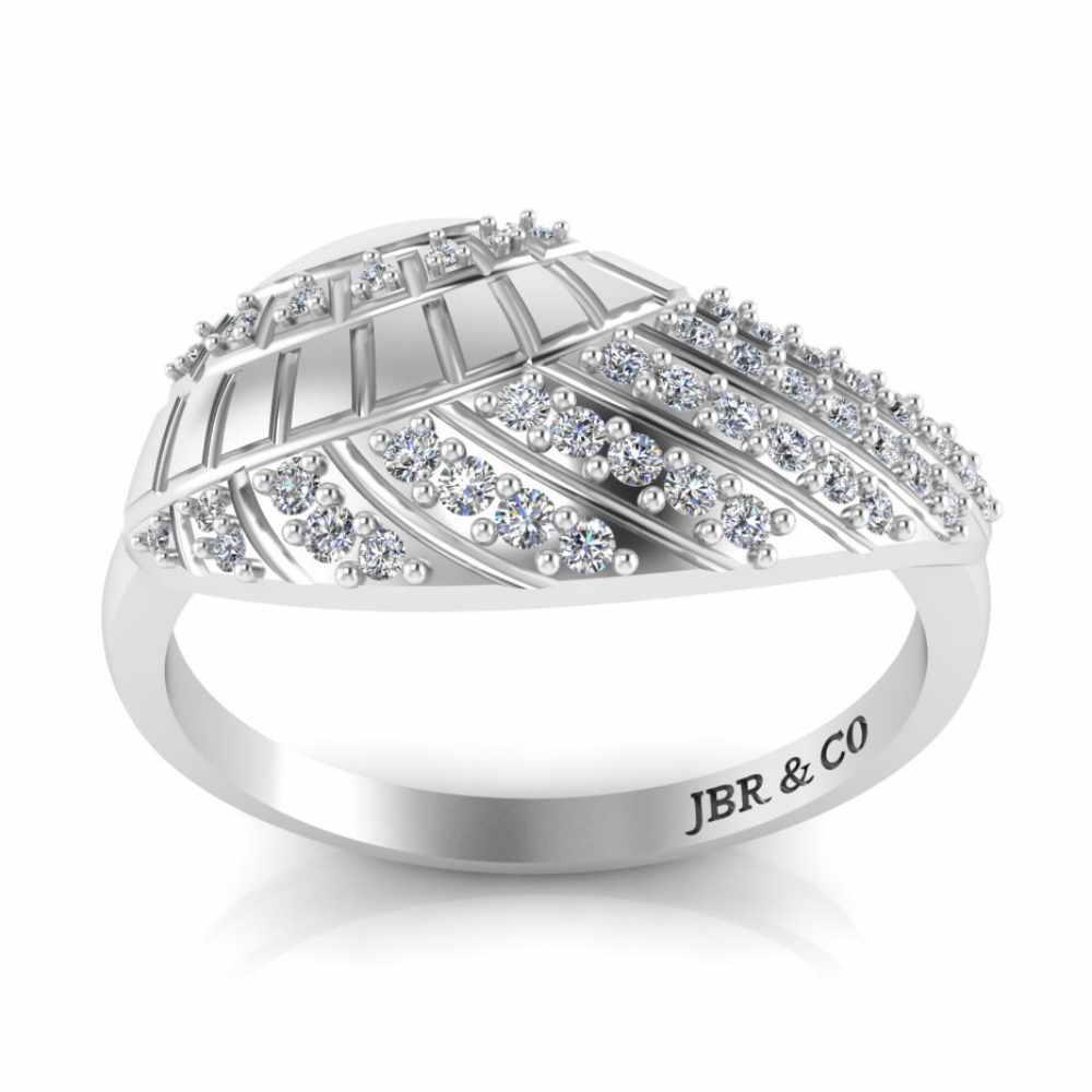 Leaf Pattern Round Cut Sterling silver Ring - JBR Jeweler