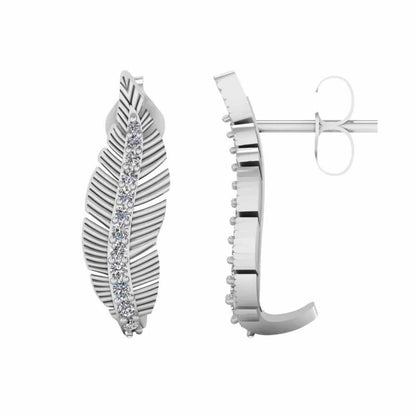 Leaf Simulant Pattern Stud Earrings in Sterling Silver - JBR Jeweler