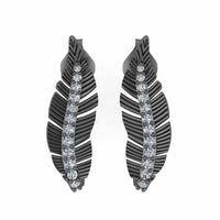 Leaf Simulant Pattern Stud Earrings in Sterling Silver - JBR Jeweler