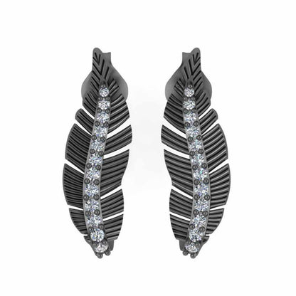 Leaf Simulant Pattern Stud Earrings in Sterling Silver - JBR Jeweler