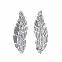 Leaf Simulant Pattern Stud Earrings in Sterling Silver - JBR Jeweler