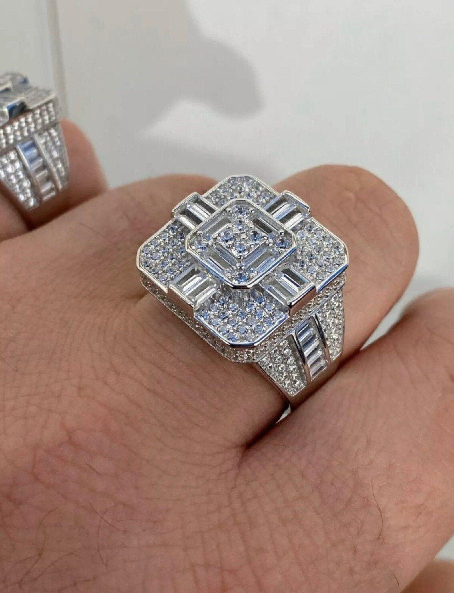 Luxury Hip hop Fully Iced Out Moissanite Baguette Diamond Champion Men's Rings - JBR Jeweler