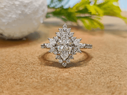 Marquise Cut Halo Set Lab-Grown Diamond Engagement Ring - JBR Jeweler