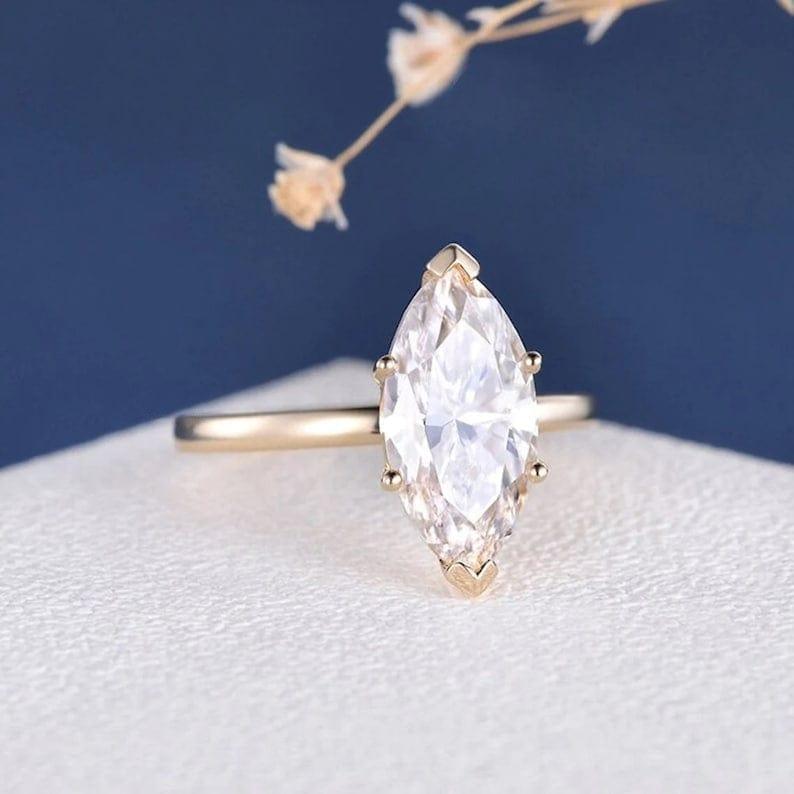 Marquise Cut Lab-Grown Diamond V Prong Engagement Ring - JBR Jeweler