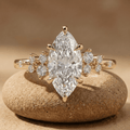 Marquise moissanite cluster wedding ring in 14K solid gold