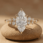 Marquise moissanite cluster wedding ring in 14K solid gold