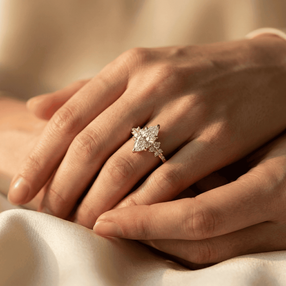 Marquise moissanite cluster ring for modern brides