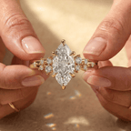 14K solid gold marquise moissanite engagement ring