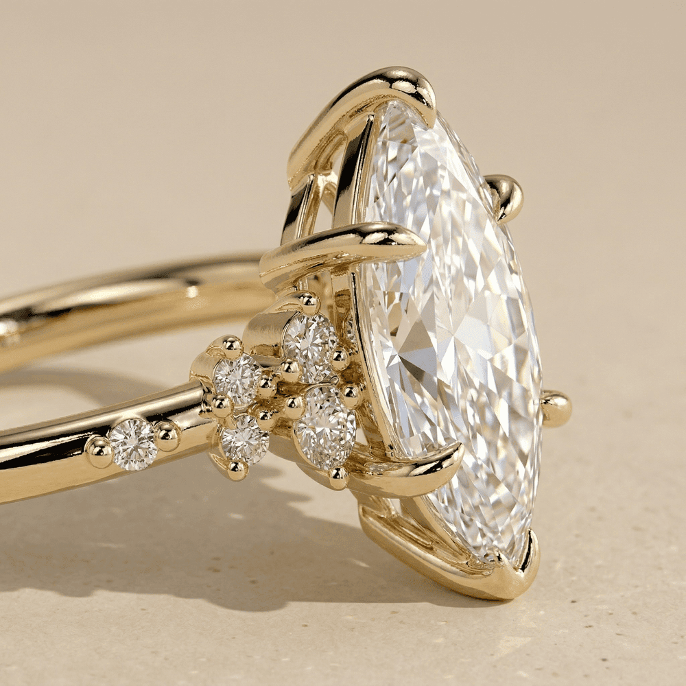 Marquise cut moissanite cluster ring for women