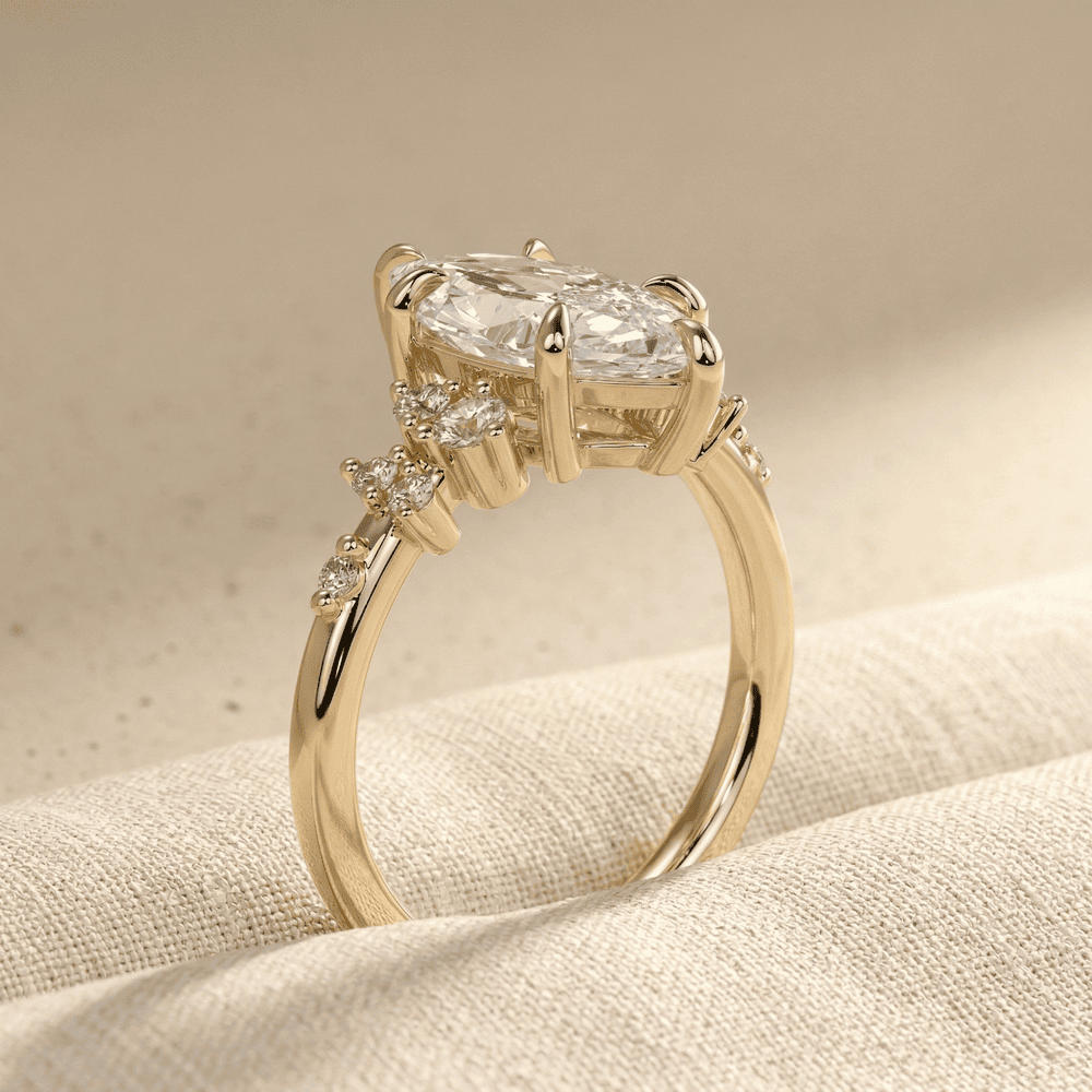 Marquise moissanite bridal ring in 14K gold