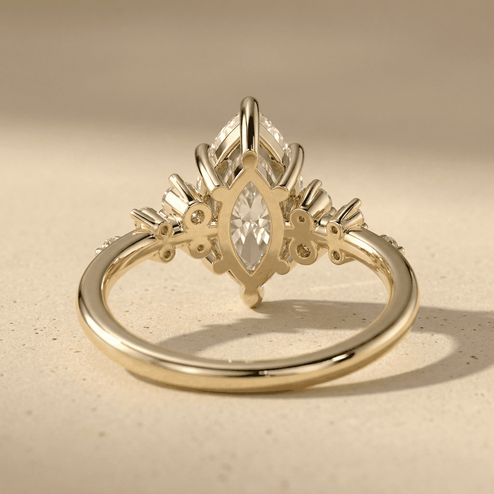 Luxury marquise cut moissanite wedding band