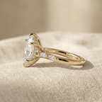 Cathedral setting marquise moissanite ring side profile