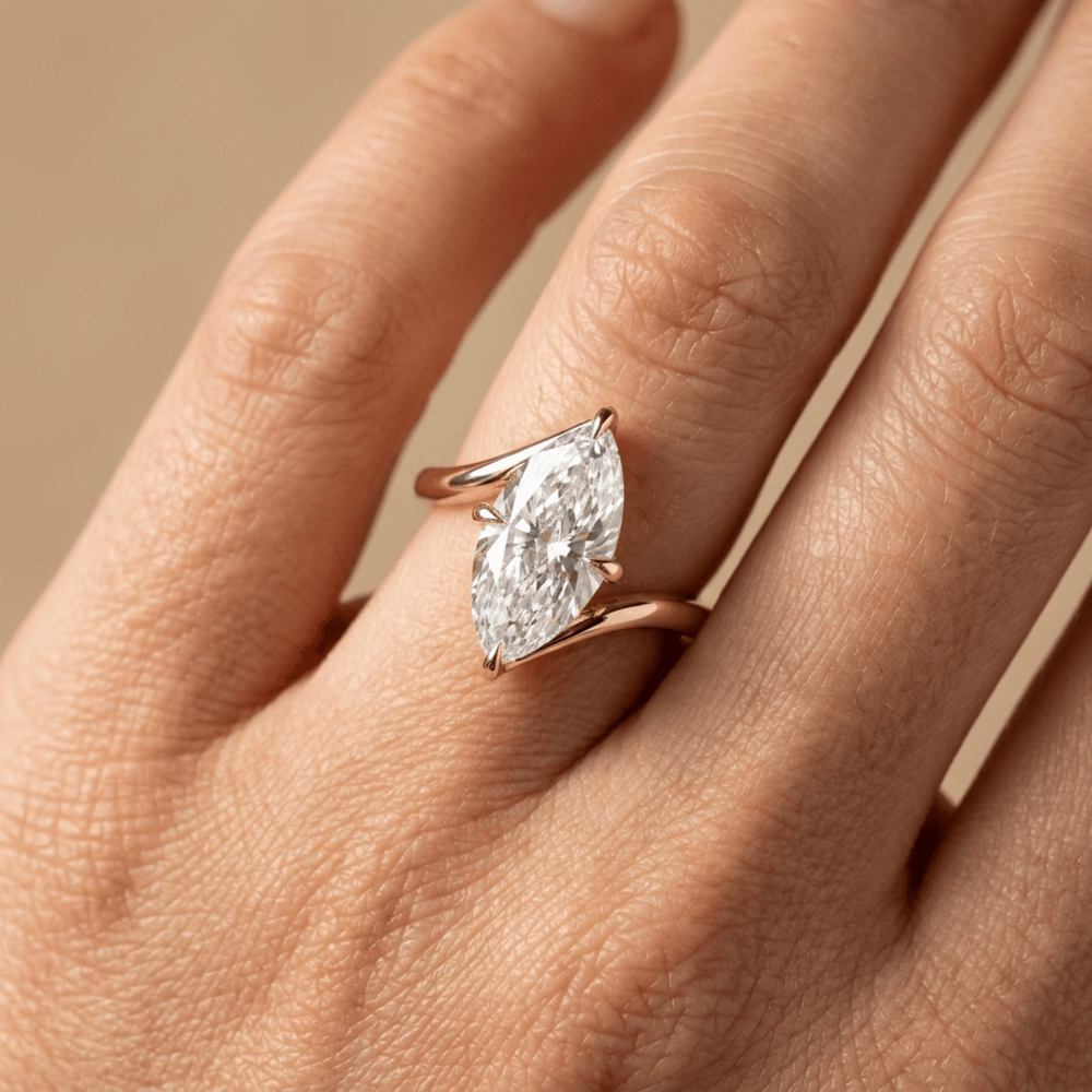 Marquise moissanite promise ring for women