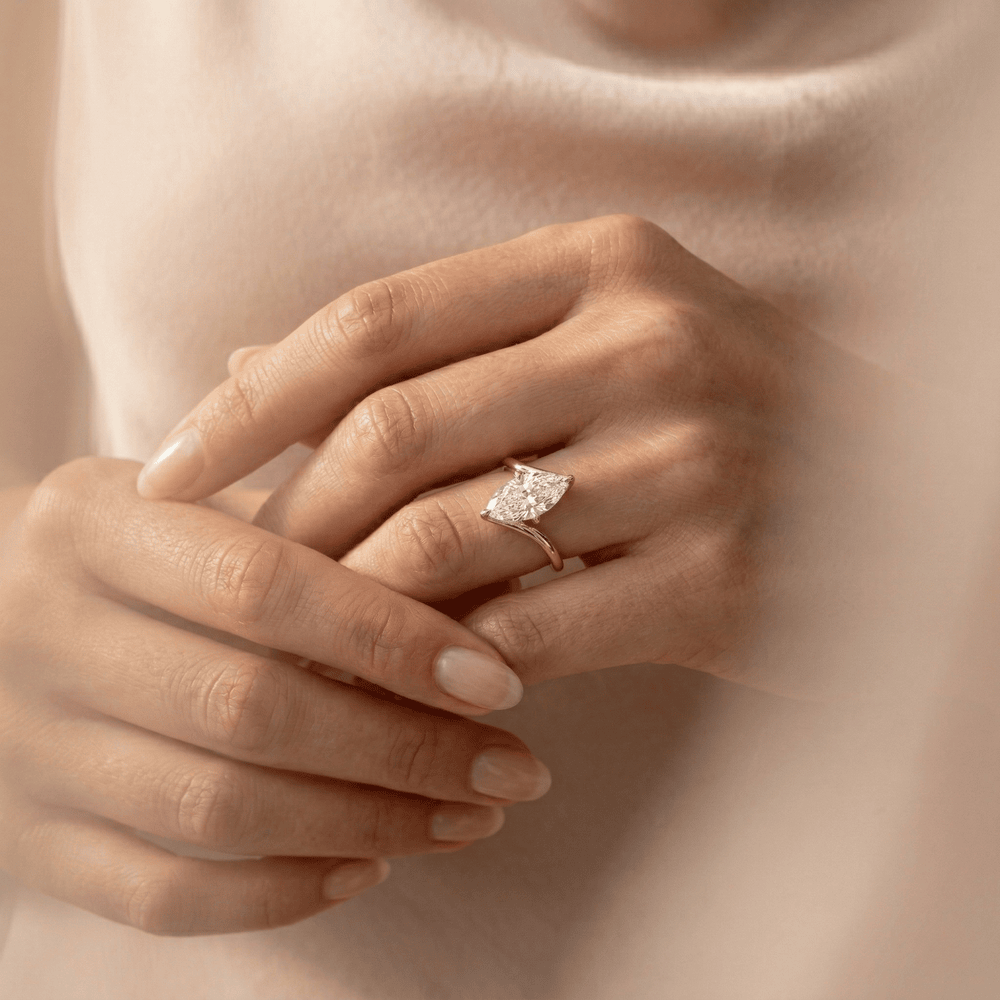 Marquise cut moissanite solitaire bridal jewelry