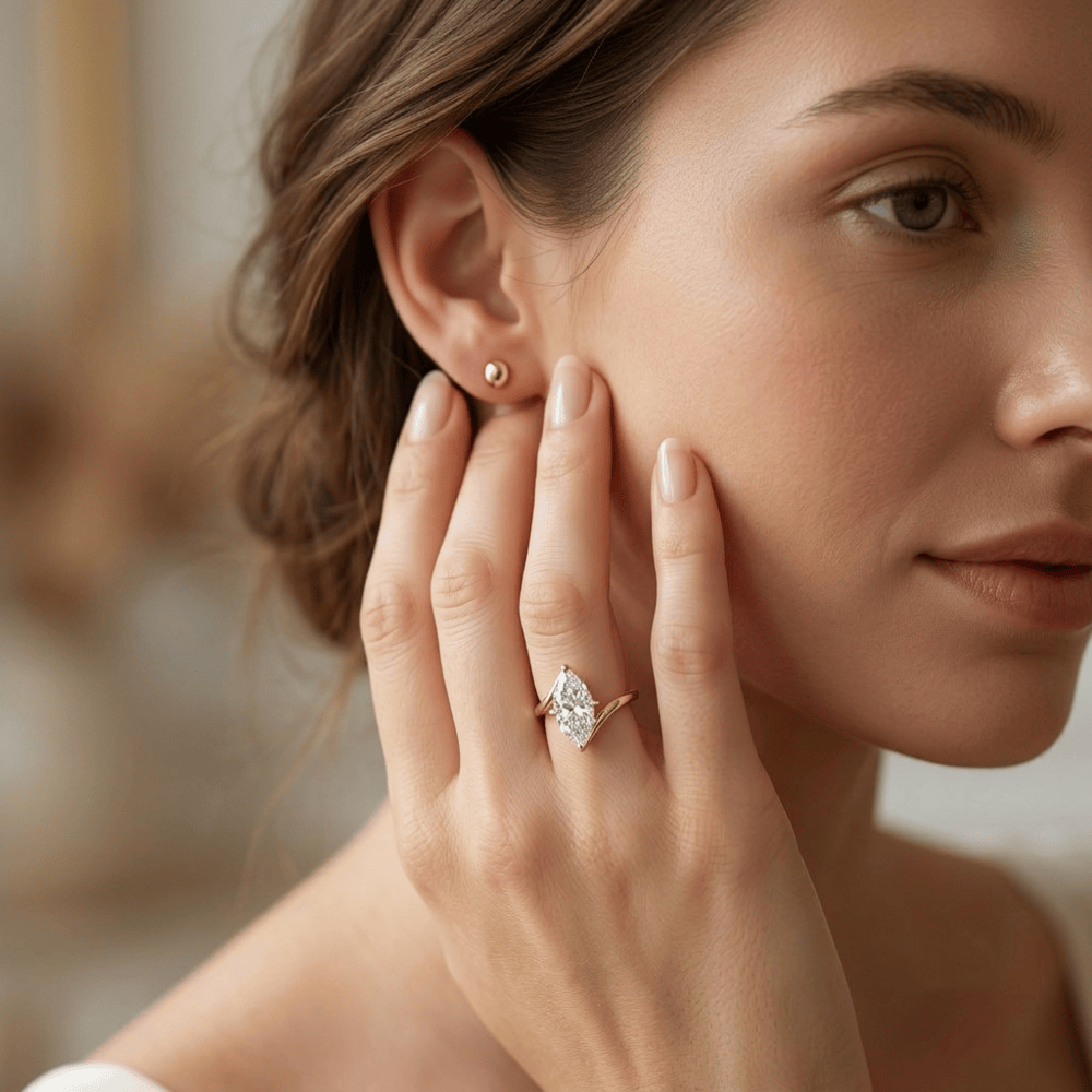Marquise moissanite engagement ring gift for wife