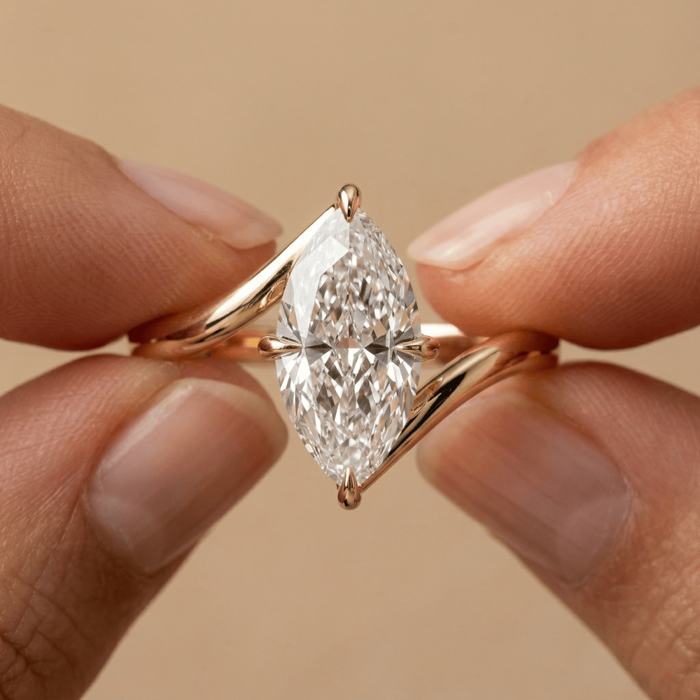 Marquise solitaire moissanite ring for women
