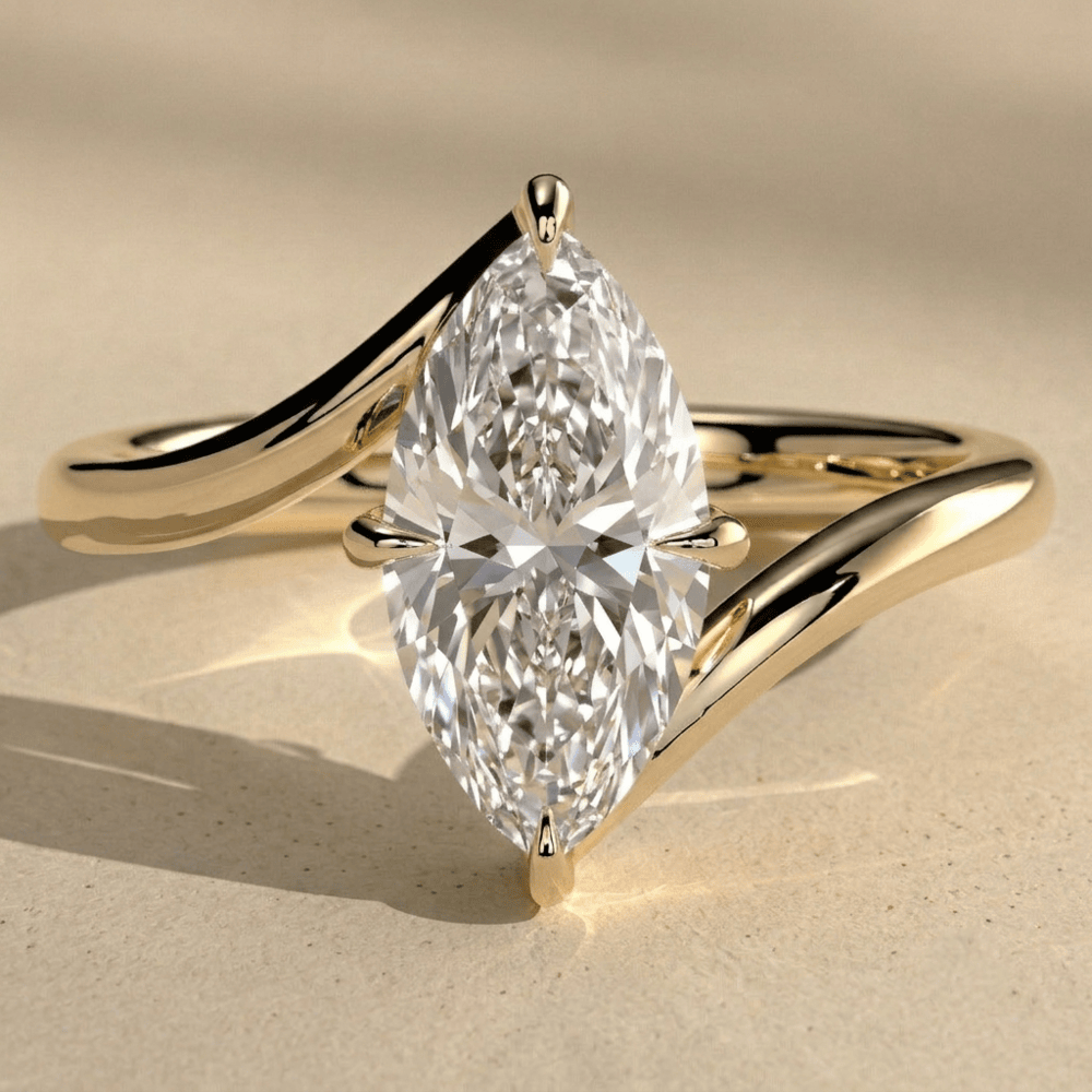Marquise moissanite bypass wedding ring