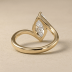 Luxury marquise solitaire moissanite ring detail