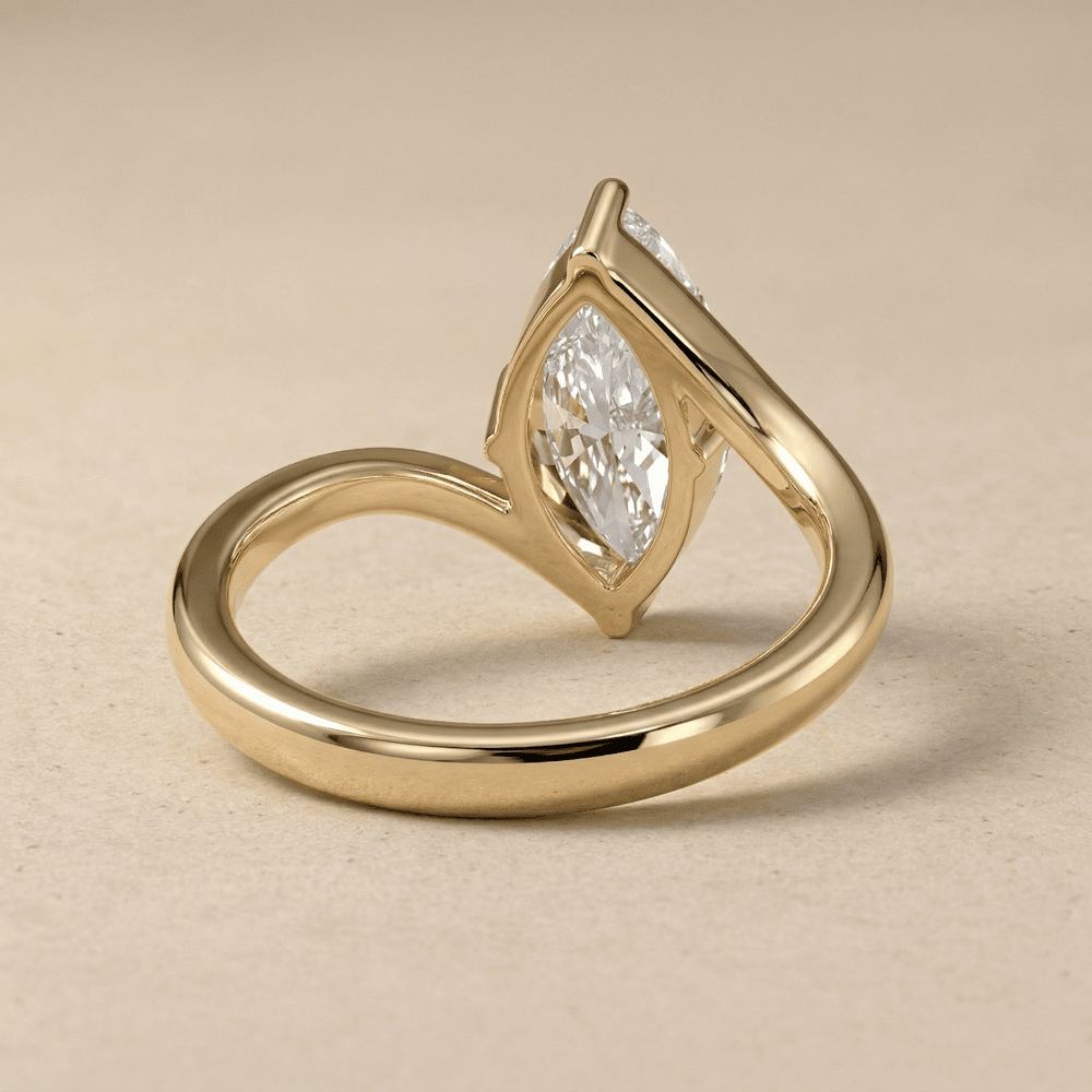 Luxury marquise solitaire moissanite ring detail