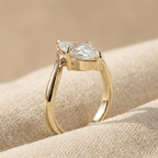 Marquise moissanite engagement ring with bypass band