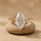Marquise solitaire moissanite bypass engagement ring
