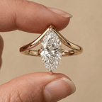 14K gold marquise solitaire moissanite engagement ring