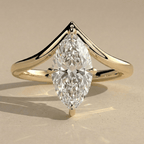 Curved band marquise moissanite solitaire ring