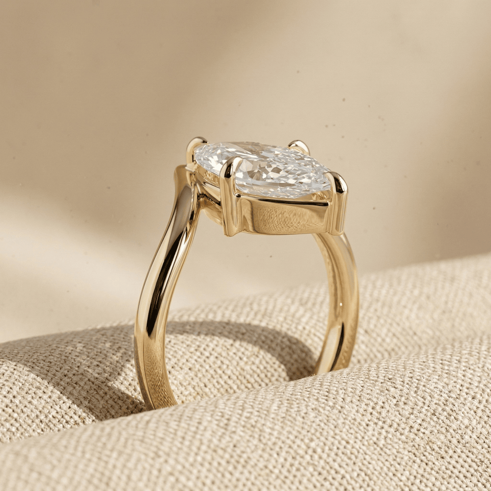 Marquise cut moissanite engagement ring in solid 14K gold