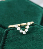 Matching Curved Yellow gold Unique Diamond Chevron Bridal Stacking Wedding Band - JBR Jeweler