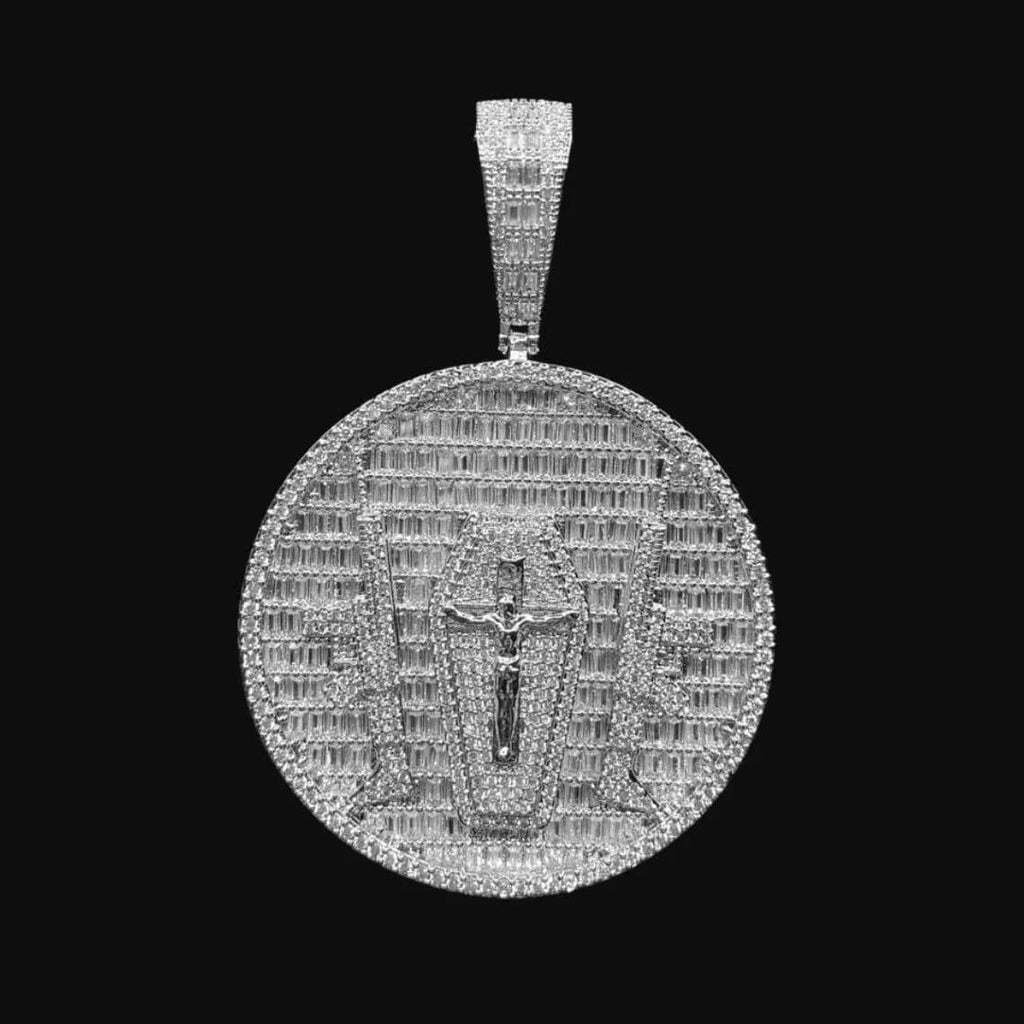 Medallion Moissanite Baguette & Round Diamond Iced Out Pendant - JBR Jeweler