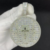 Medallion Moissanite Baguette & Round Diamond Iced Out Pendant - JBR Jeweler