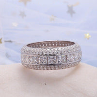 Men's Moissanite Eternity Full 3-Band Princess & Round Moissanite Diamond Band - JBR Jeweler