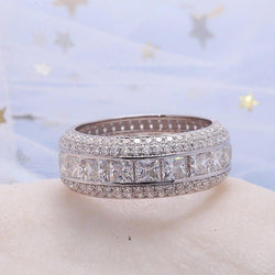 Men's Moissanite Eternity Full 3-Band Princess & Round Moissanite Diamond Band - JBR Jeweler