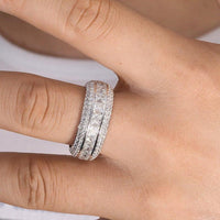 Men's Moissanite Eternity Full 3-Band Princess & Round Moissanite Diamond Band - JBR Jeweler