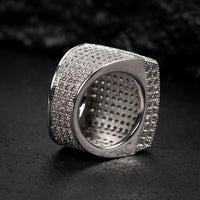 Men's White Gold Iced Out Moissanite MicroPave HipHop Large Statement Pinky Ring - JBR Jeweler