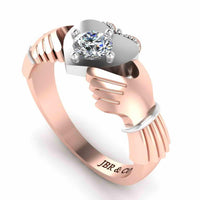 Milgrain Two Tone Heart S925 Claddagh Ring - JBR Jeweler