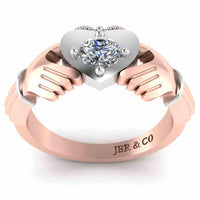 Milgrain Two Tone Heart S925 Claddagh Ring - JBR Jeweler