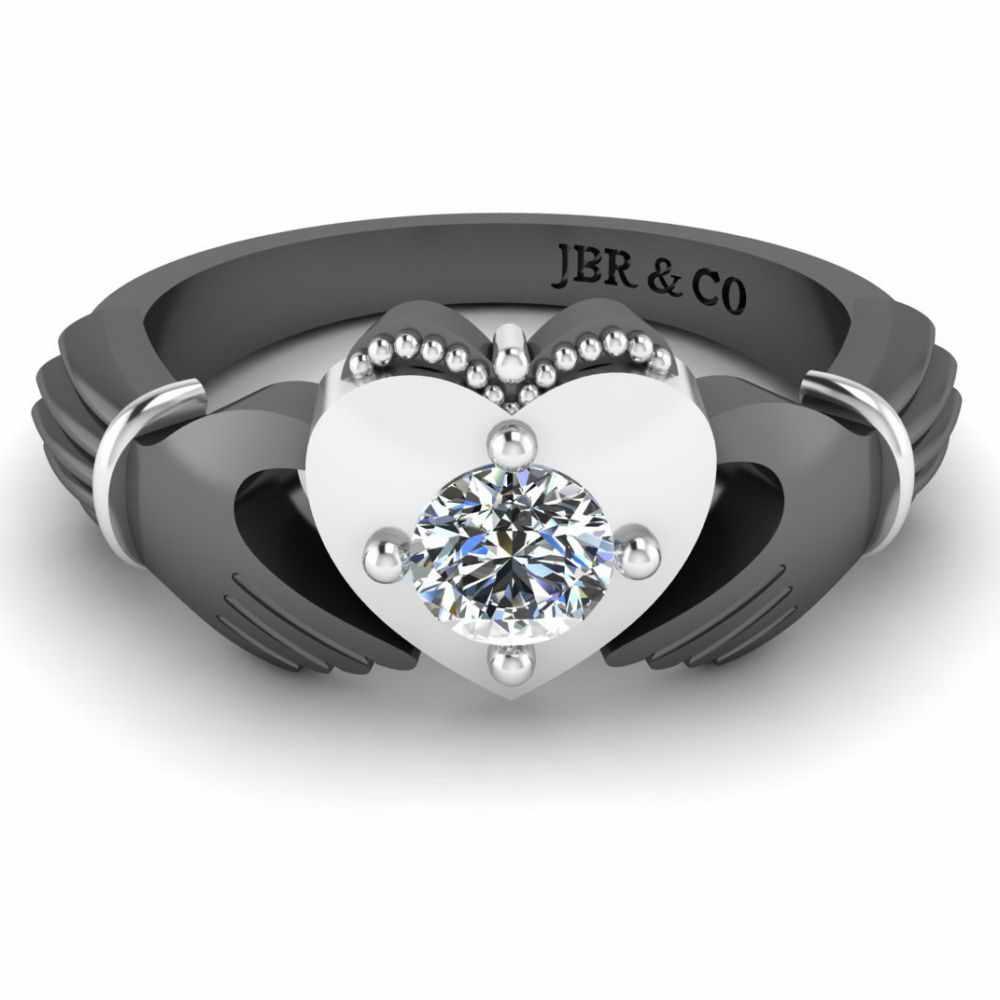 Milgrain Two Tone Heart S925 Claddagh Ring - JBR Jeweler