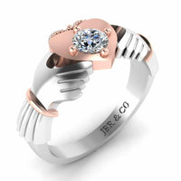 Milgrain Two Tone Heart S925 Claddagh Ring - JBR Jeweler