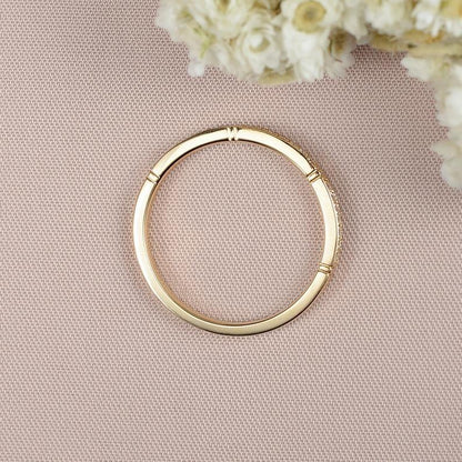 Milgrain Yellow Gold Half Eternity Minimalist Bridal Stacking Moissanite Wedding Band - JBR Jeweler