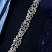 Moissanite Diamond Hip Hop 18 CTW Baguette Round Cut Cuban Chain Style Bracelet - JBR Jeweler