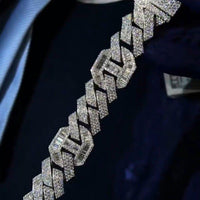 Moissanite Diamond Hip Hop 18 CTW Baguette Round Cut Cuban Chain Style Bracelet - JBR Jeweler