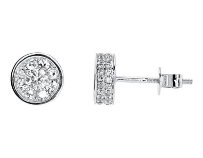 Moissanite Round Diamond Sterling Silver Stud Diamond Earring For Women - JBR Jeweler