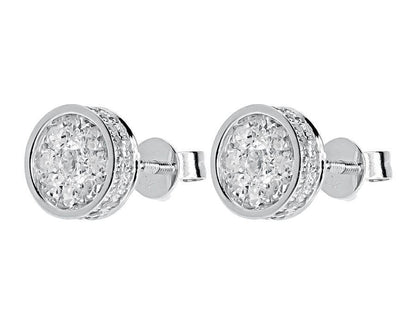 Moissanite Round Diamond Sterling Silver Stud Diamond Earring For Women - JBR Jeweler