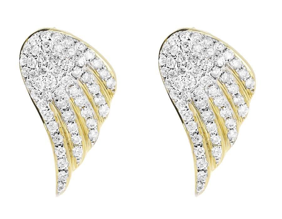 Moissanite Round Diamond Sterling Silver Stud WINGS Diamond Earring, For Women, Anniversary Gift For Her - JBR Jeweler