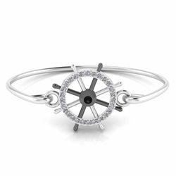 Ocean Inspired Ship Steering Wheel Sterling Silver Bracelet - JBR Jeweler