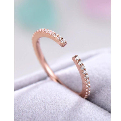 Open Rose Gold Pave Set Eternity Moissanite Wedding Stacking Band - JBR Jeweler