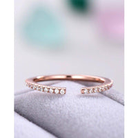 Open Rose Gold Pave Set Eternity Moissanite Wedding Stacking Band - JBR Jeweler