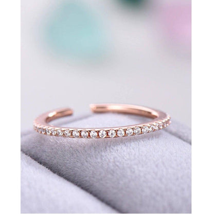 Open Rose Gold Pave Set Eternity Moissanite Wedding Stacking Band - JBR Jeweler