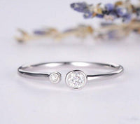 Open White Gold Ring Bezel Set Moissanite Promise Ring Band Christmas Gift - JBR Jeweler